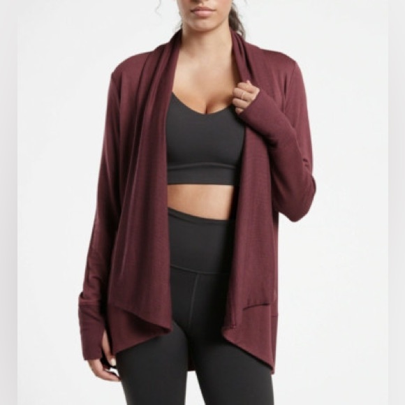 Athleta Mahogany Pockets Nirvana Prayanara Restore Wrap Cardigan - Picture 4 of 9